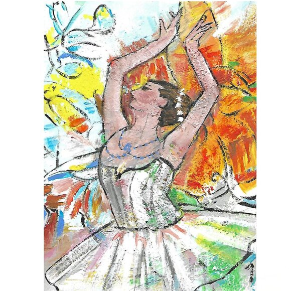 Original Painting Ballerina Floral Wall Art Decor - Picture 1 of 2